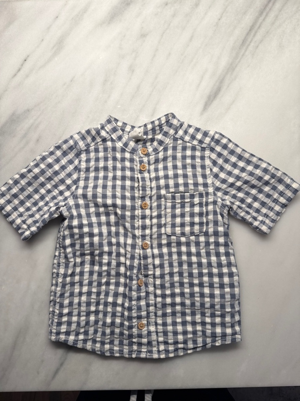 H&M Blue and White Gingham Button-Down Shirt for Kids